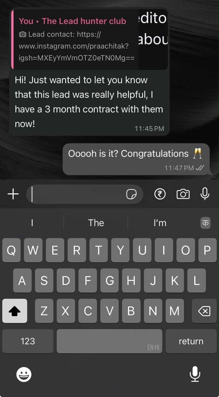 LeadHunterClub Client Review Screenshot